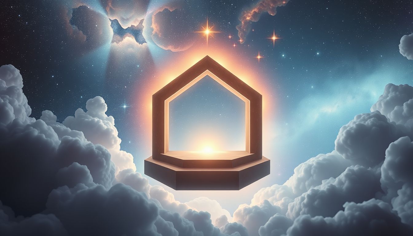 Ein Fünfeck auf einem Altar symbolisiert spirituelle Transformation und Schutz.
