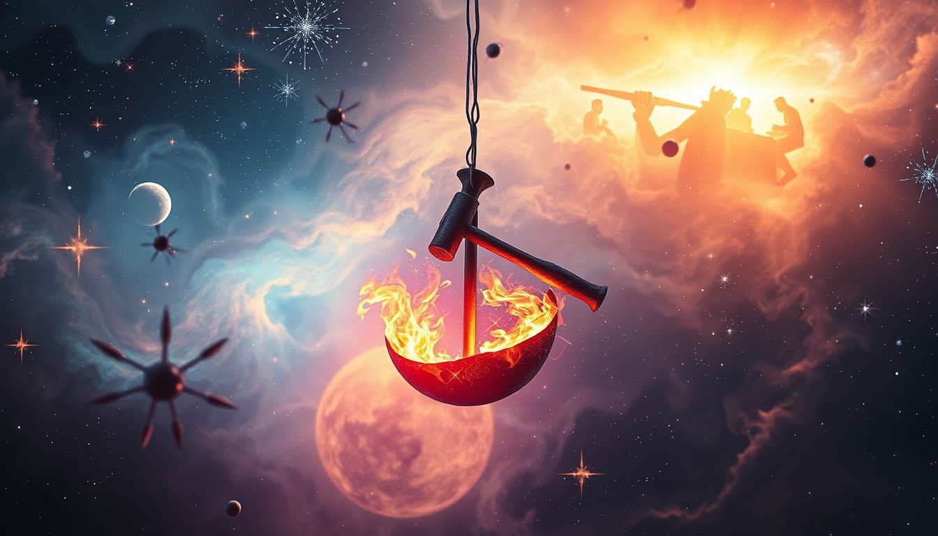 Ein Nagelschmied im Feuer symbolisiert innere Transformation und Kraft.