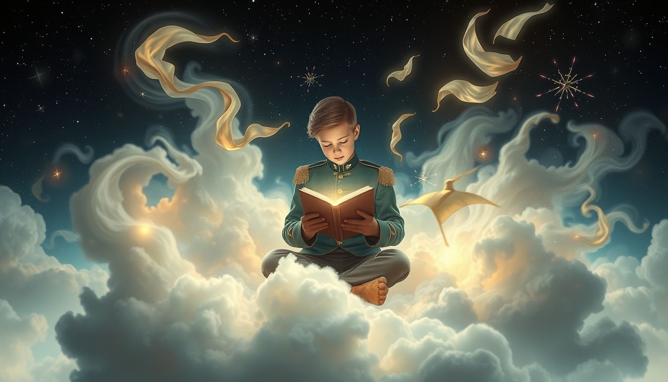 Ein lesender Fahnenjunker symbolisiert Wissenserwerb und innere Stärke.