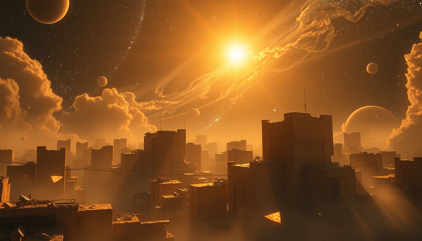 Träume von Slums im Sonnenlicht symbolisieren Hoffnung trotz Armut.