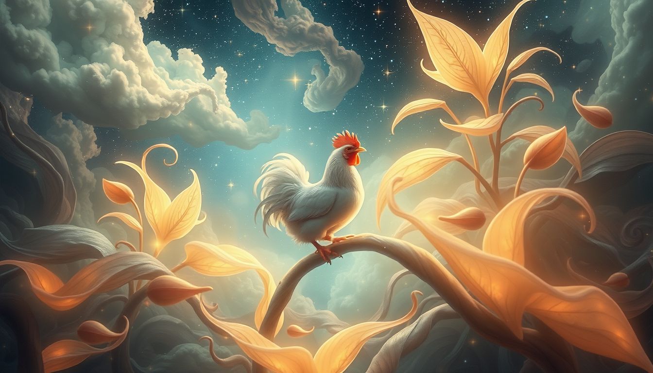 Ein Zwerghuhn im Dschungel symbolisiert unerwartete Anpassungsfähigkeit und Mut.