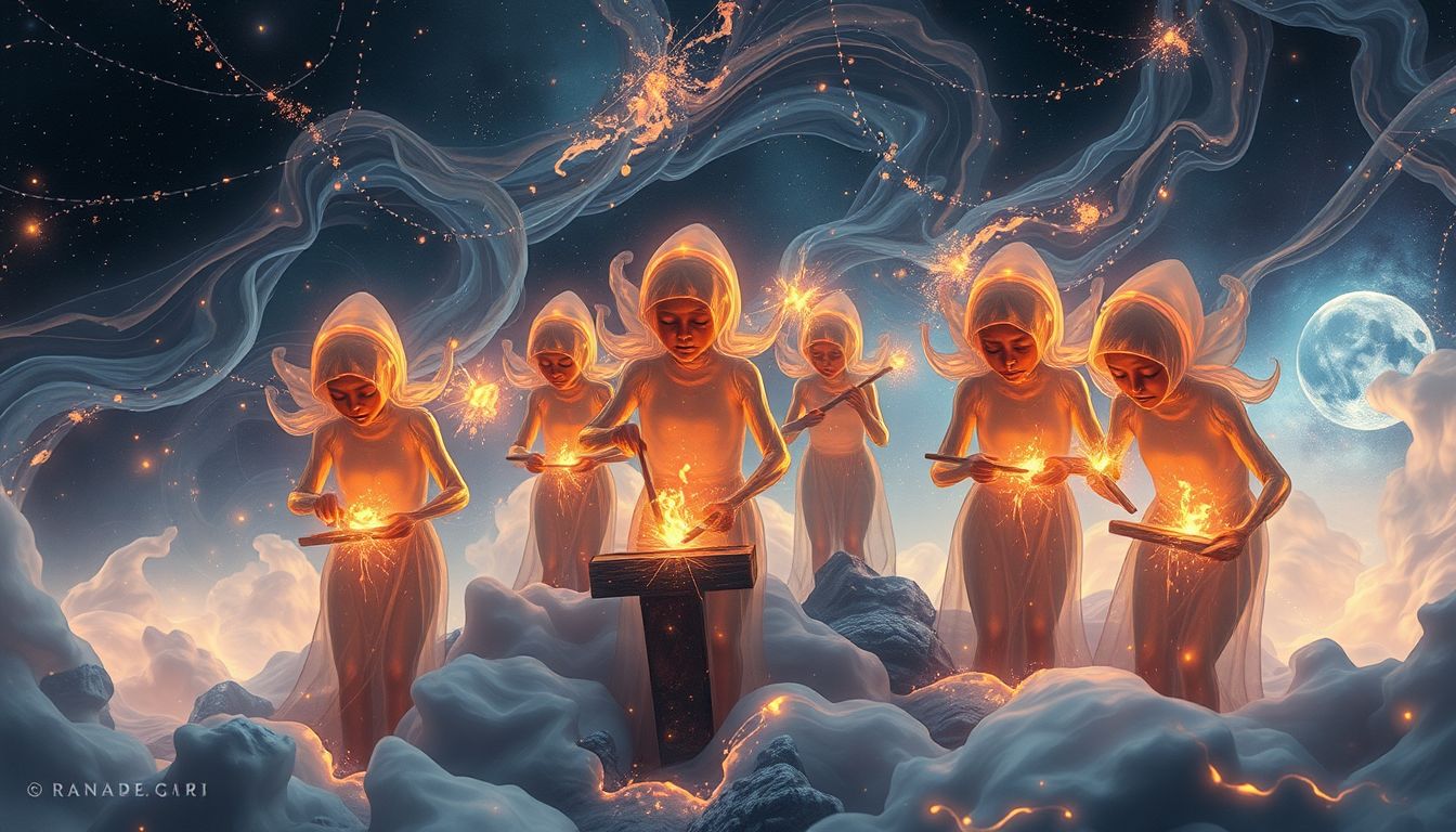 Mehrere Nagelschmiede symbolisieren vielfältige kreative Energie im Traum.