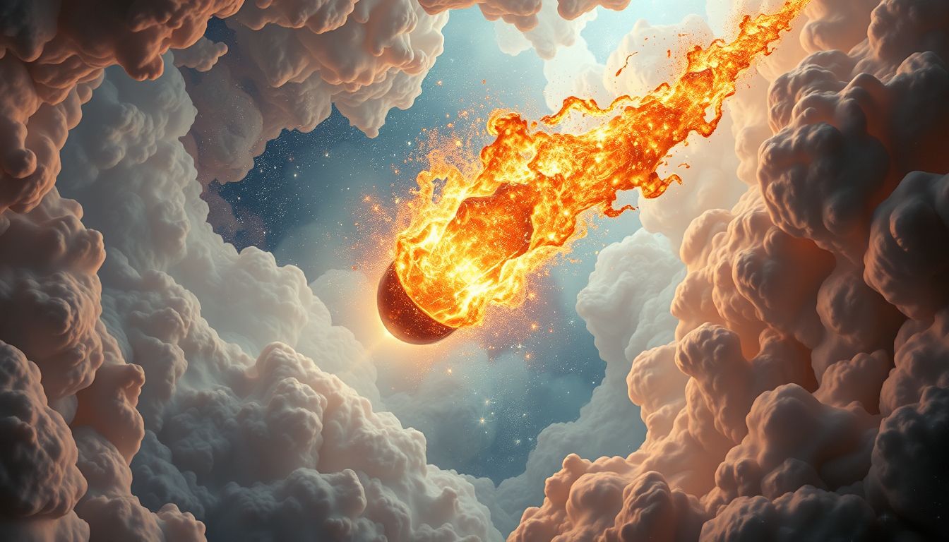 Ein explodierendes Brenneisen symbolisiert plötzliche Lebensveränderungen.