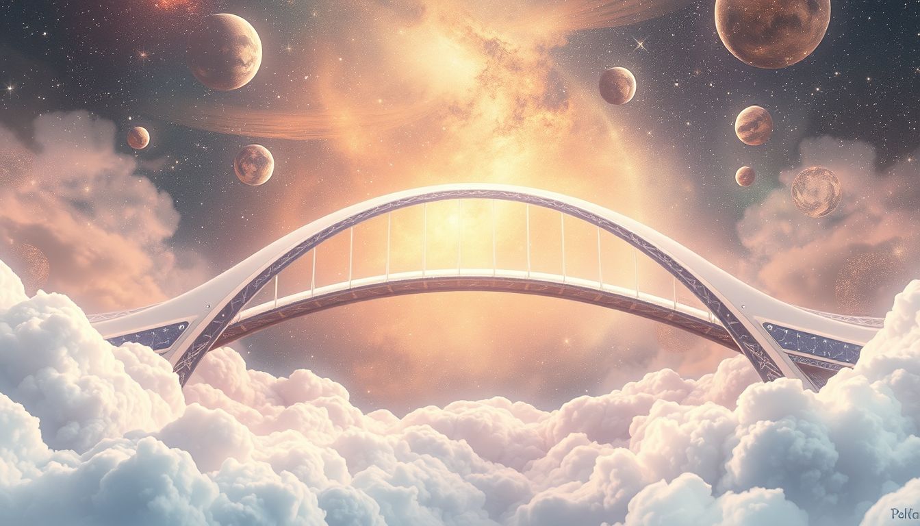 Der Brückenübergang symbolisiert oft Veränderung und neue Lebensabschnitte.