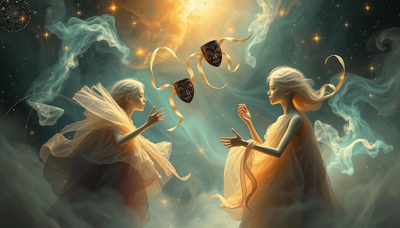 Ein Streit mit Witzbolden symbolisiert innere Konflikte und Humor.