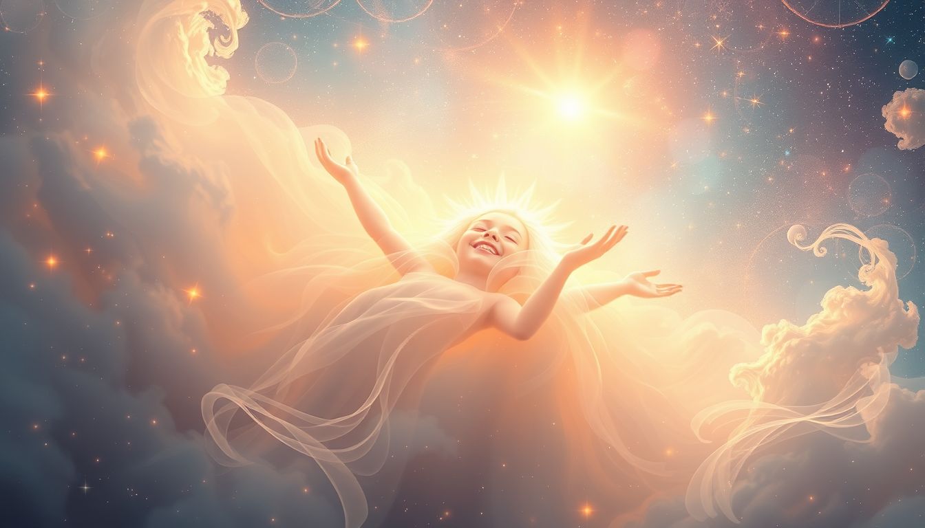 Ein lachendes Seelenbild symbolisiert tiefes Glück und innere Harmonie.