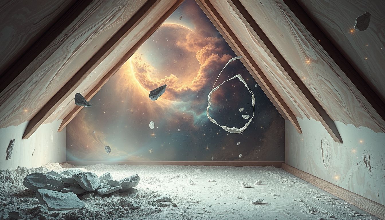 Ein Wandputz-Traum auf dem Dachboden symbolisiert innere Klarheit.
