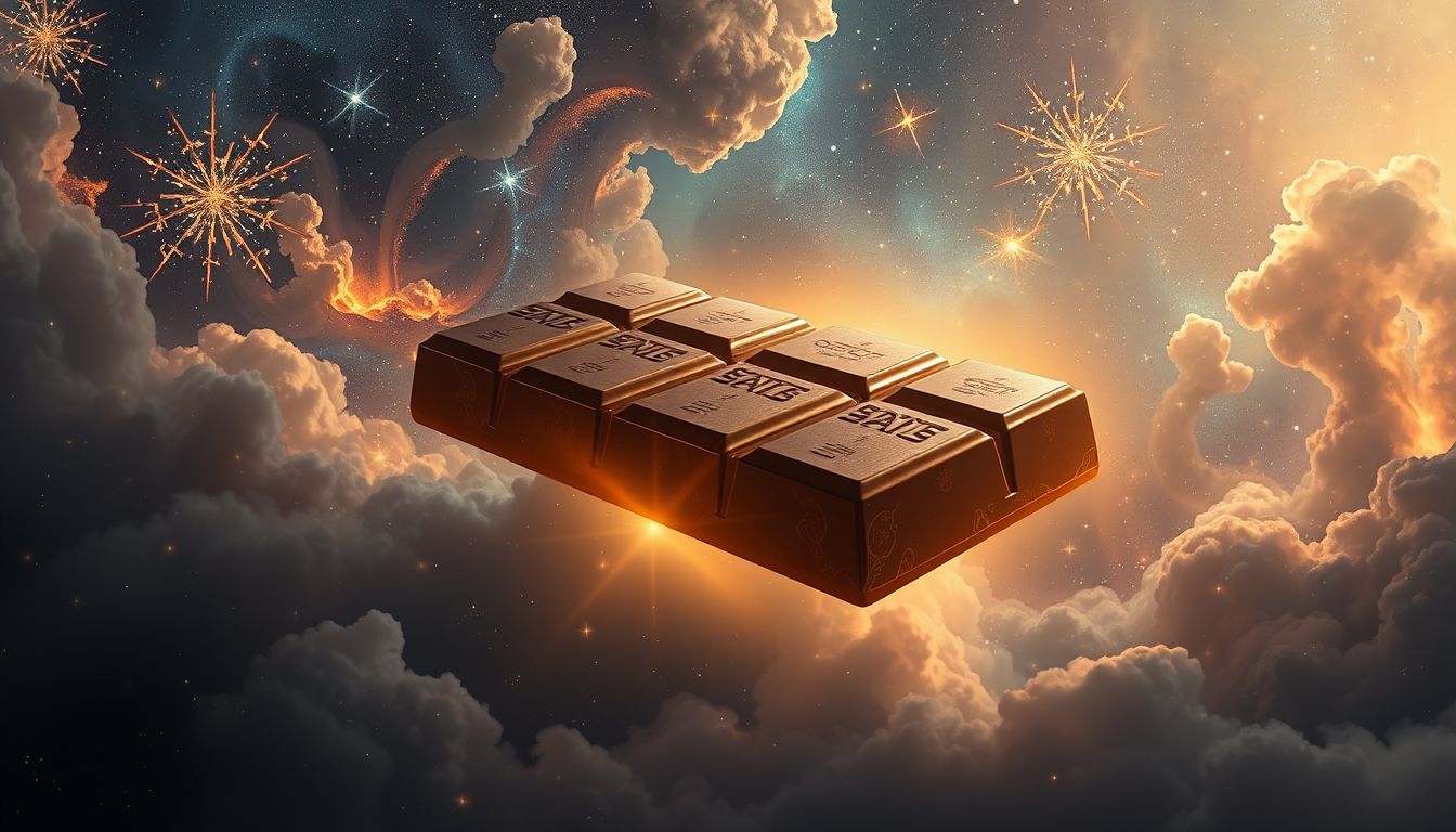 Eine riesige Schokoladentafel symbolisiert oft große Genussfreude und Fülle.