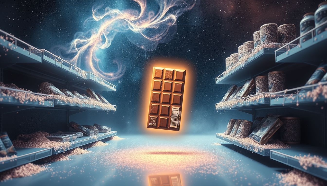 Eine Schokoladentafel im Supermarkt symbolisiert verborgene Sehnsüchte.