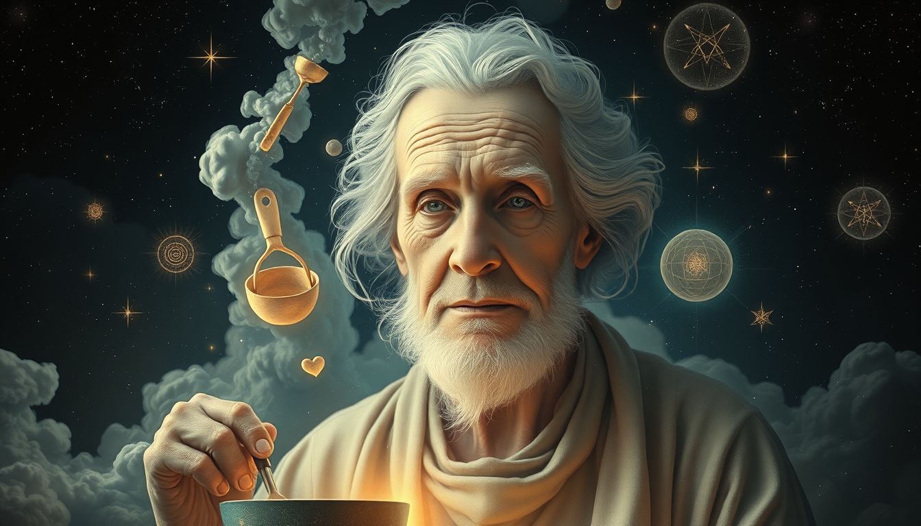 Ein alter Küchenchef symbolisiert Weisheit und kreative Lebensführung im Traum.