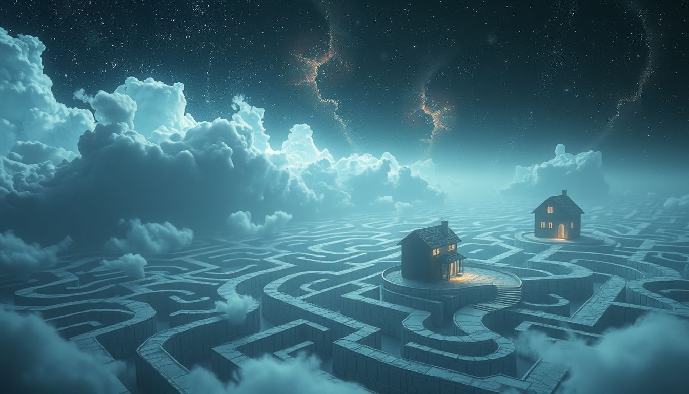 Sich in einer Siedlung verirren symbolisiert Orientierungslosigkeit im Leben.