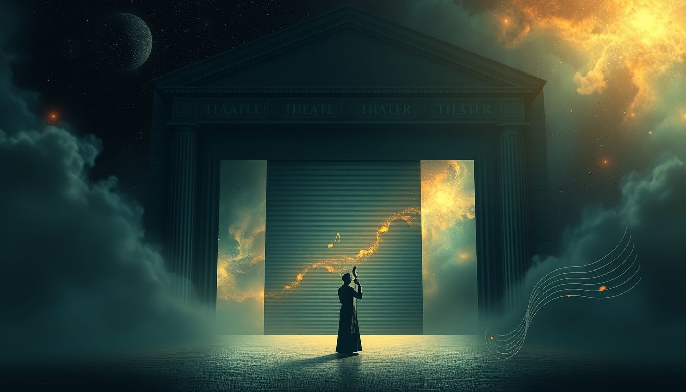 Ein geschlossener Theatersaal symbolisiert verpasste kreative Chancen im Traum.