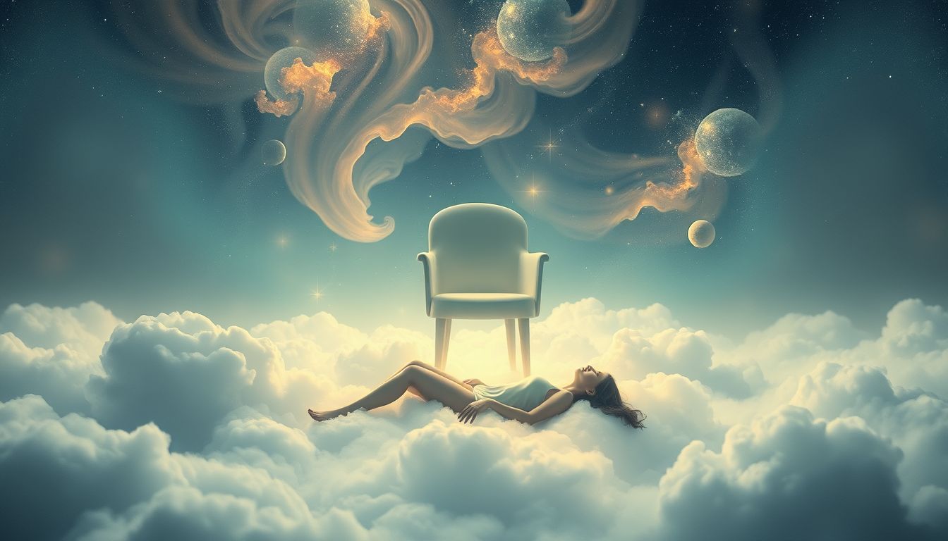 Unter einem Stuhl liegen symbolisiert verborgene Gefühle oder Ängste im Traum.