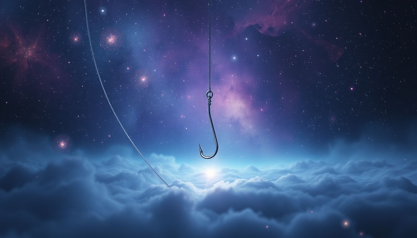 Ein köderloser Angelhaken symbolisiert oft vergebliche Hoffnungen.