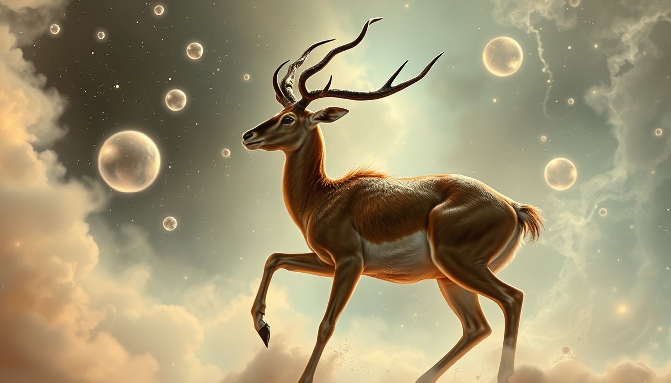 Eine tanzende Antilope symbolisiert Lebensfreude und kreative Freiheit.