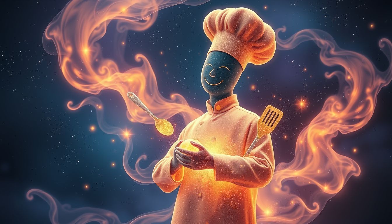 Ein lächelnder Küchenchef symbolisiert positive Veränderungen und Erfolg.