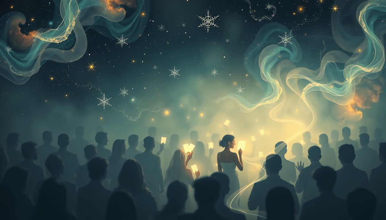 Das Kartenlegen im belebten Raum symbolisiert soziale Einsichten und Entscheidungen.