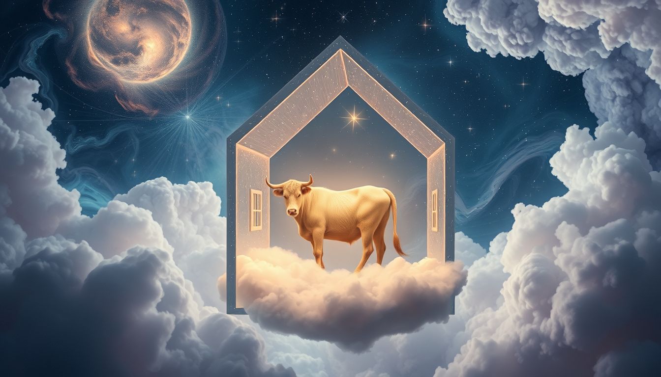 Einen Ochsen im Haus sehen symbolisiert bevorstehende finanzielle Sicherheit.