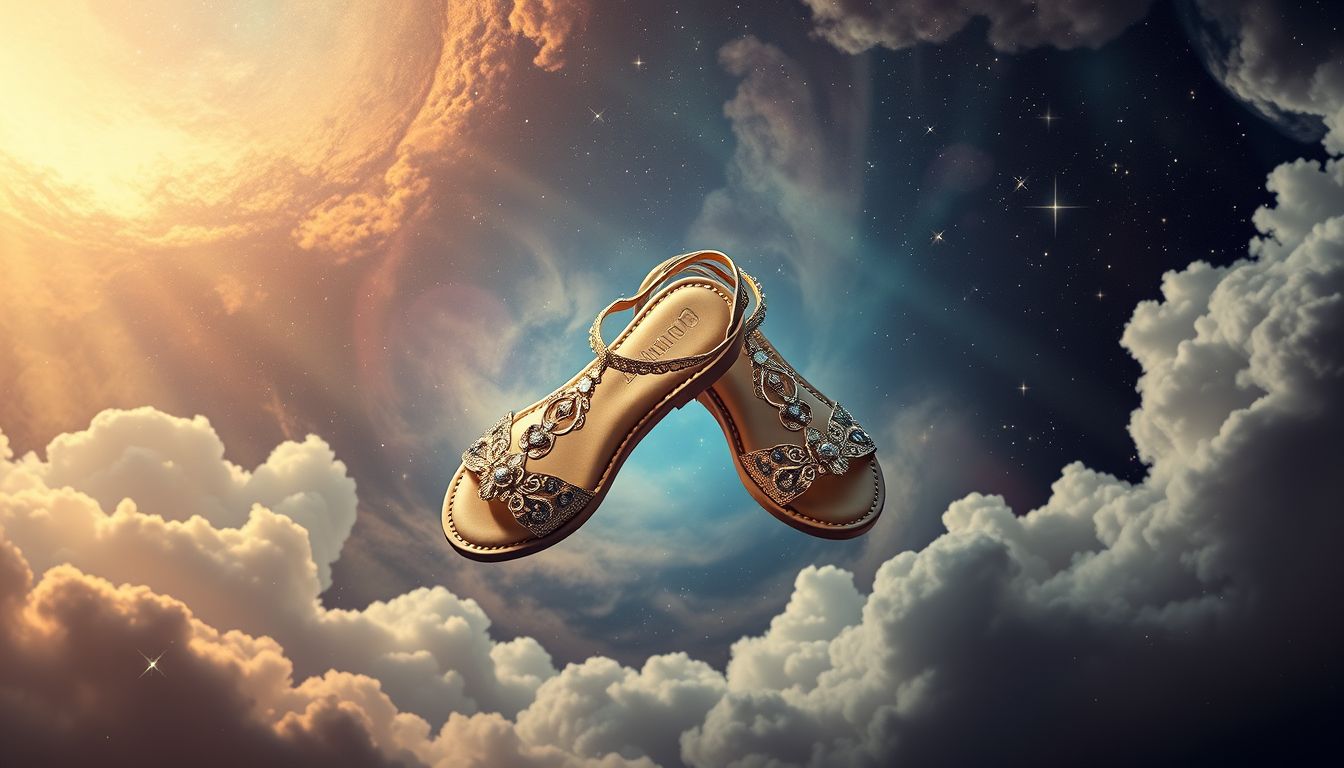 Sandalen mit Verzierungen symbolisieren kreative Selbstdarstellung im Traum.