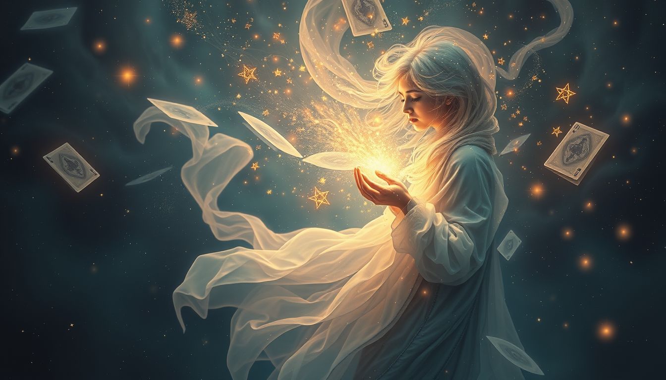 Ein weinender Kartenleger deutet auf verborgene emotionale Wahrheiten hin.