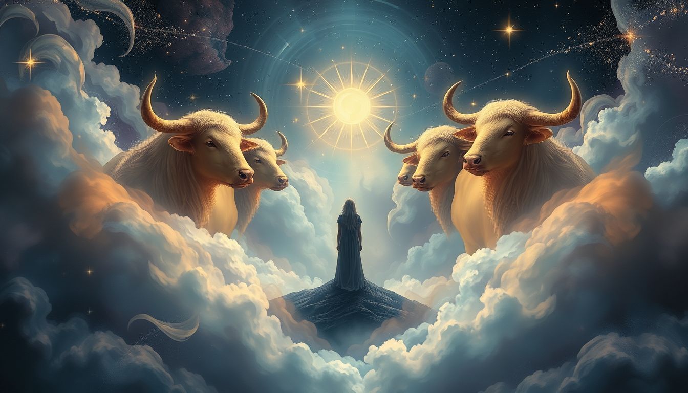 Von Ochsen umzingelt zu sein symbolisiert drohende Konflikte und Druck.