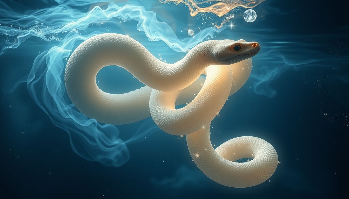 Ein Boa Constrictor im Wasser symbolisiert emotionale Transformation und Tiefe.