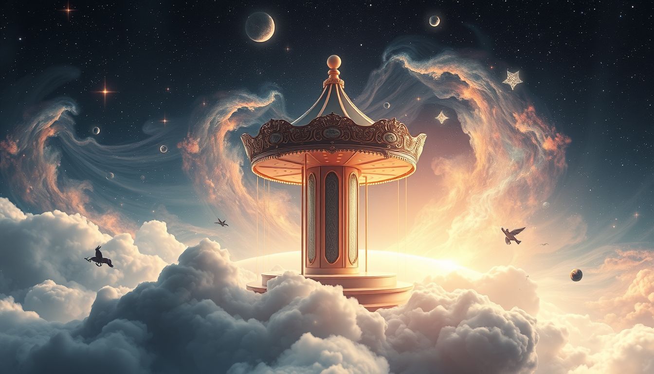 Das Karussell symbolisiert endlose Wiederholung ohne echte Fortschritte.