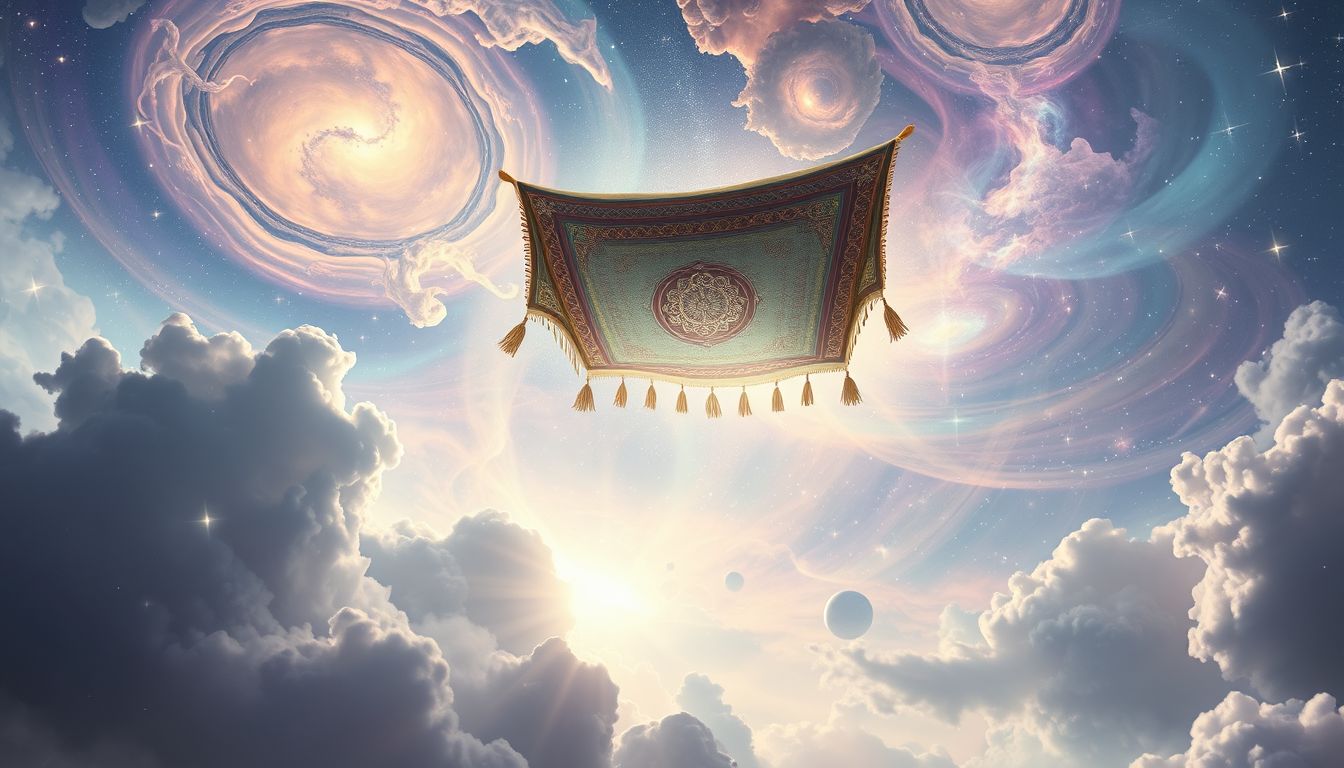 Der fliegende Teppich symbolisiert grenzenlose Fantasie und innere Freiheit.