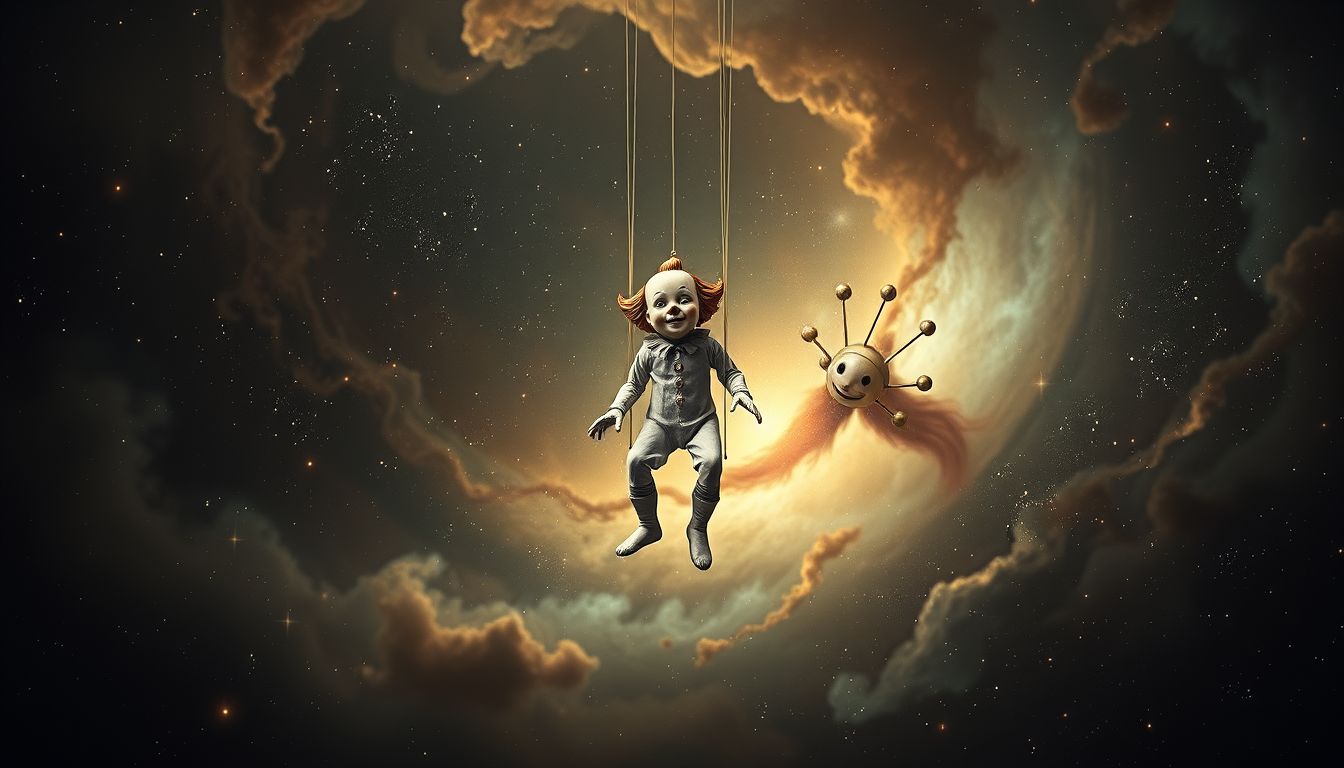 Der Marionettenclown symbolisiert innere Machtlosigkeit und Fremdbestimmung.