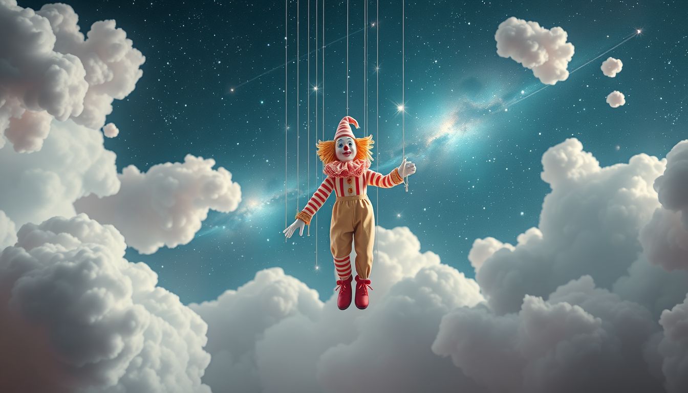 Der Marionettenclown symbolisiert versteckte Freude und neu entdecktes Glück.