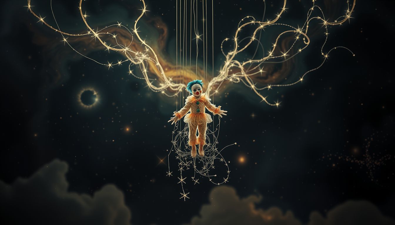 Der Marionettenclown symbolisiert subtile Manipulation und Kontrollverlust im Traum.