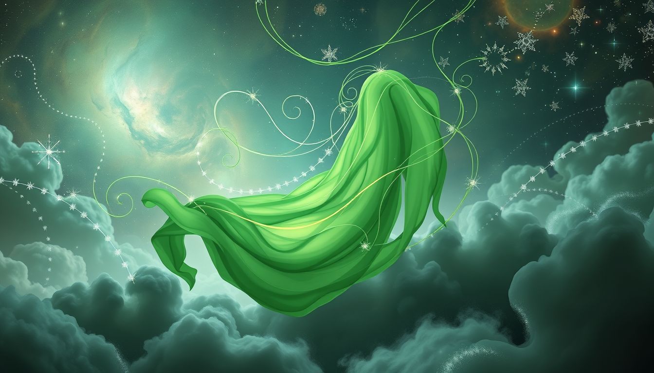 Ein grünes Partykleid symbolisiert Wachstum, Hoffnung und oft Neid.