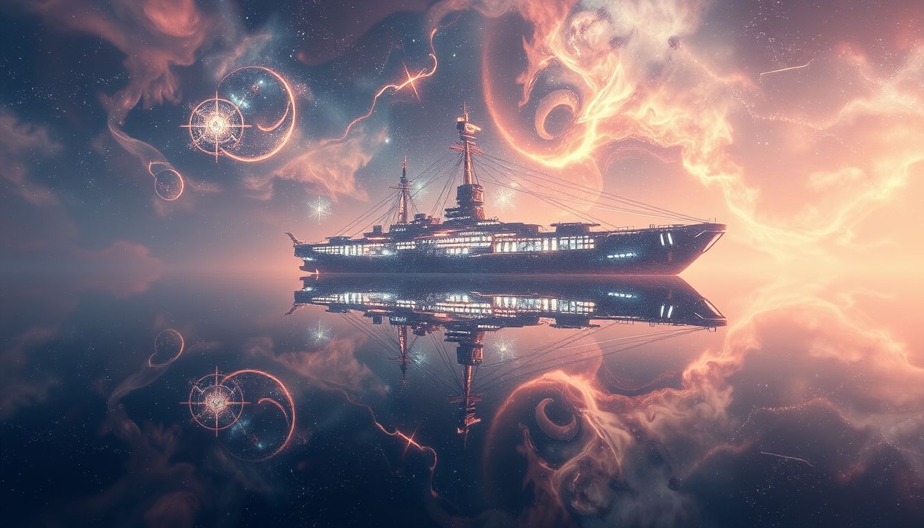 Ein Linienschiff symbolisiert innere Klarheit durch Selbstreflexion und Erkenntnis.