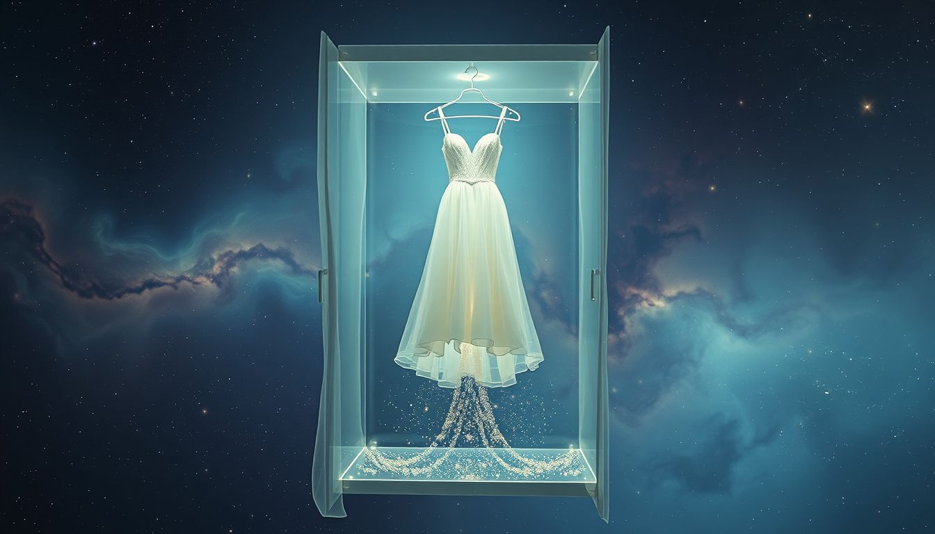 Ein ungenutztes Partykleid symbolisiert unerfüllte soziale Sehnsüchte.