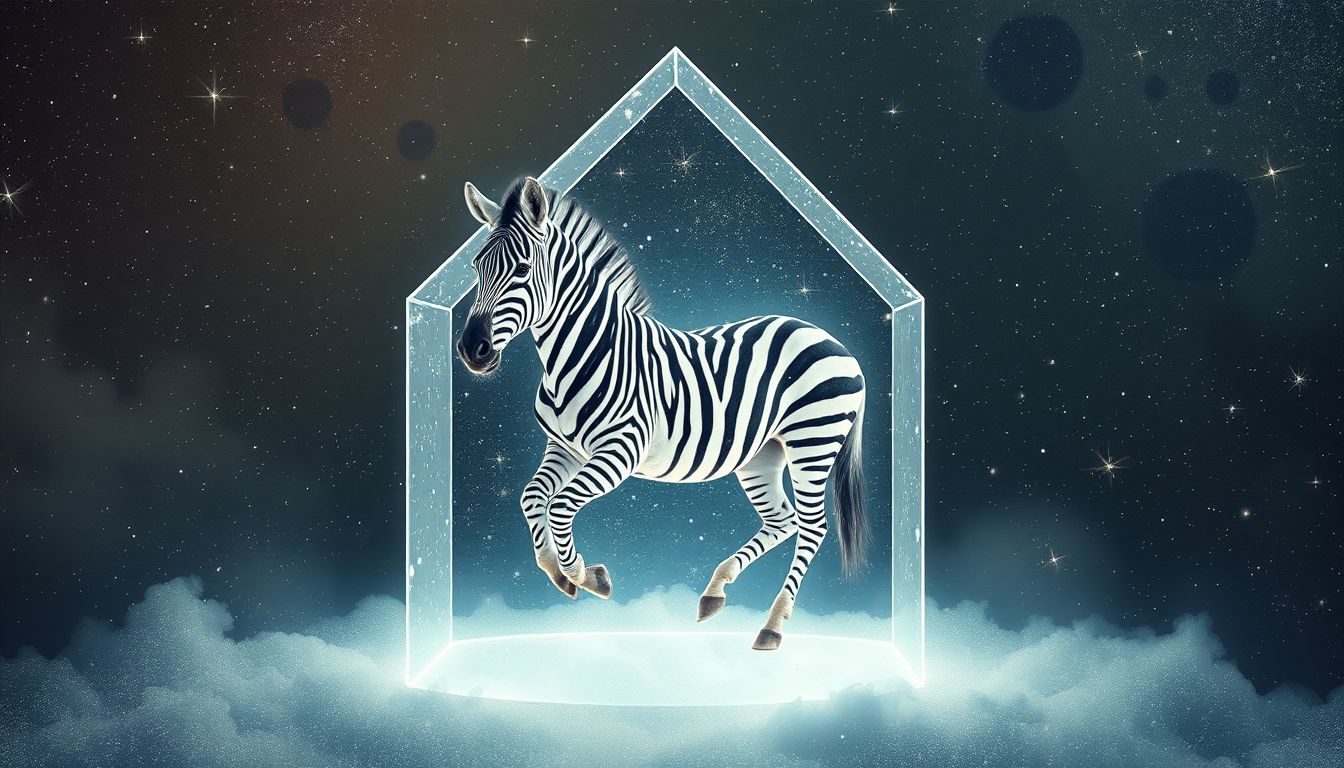 Ein Zebra im Haus symbolisiert wildes Chaos im Alltag.