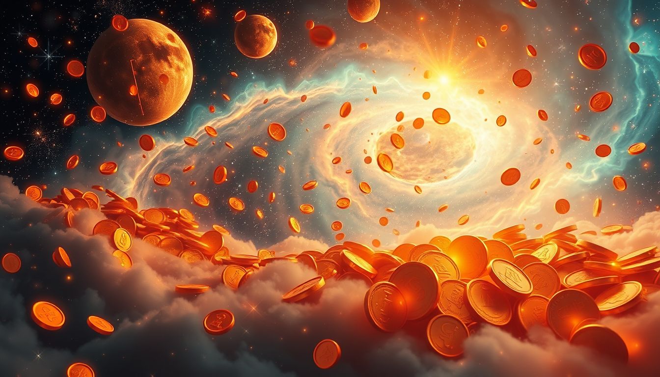 Kupfergeld in großer Menge symbolisiert finanziellen Überfluss und Wohlstand.