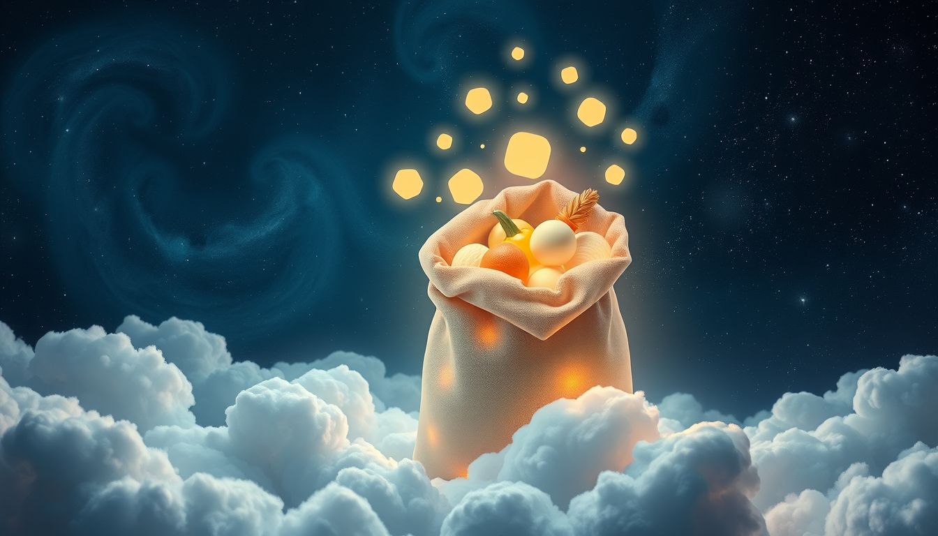 Ein Sack voller Lebensmittel symbolisiert Wohlstand und Versorgung im Traum.