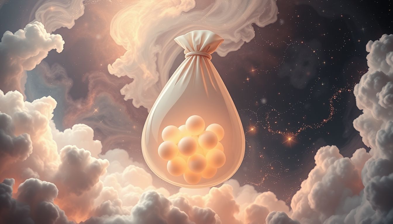 Ein Sack voller Medikamente symbolisiert Heilung und seelische Erleichterung.