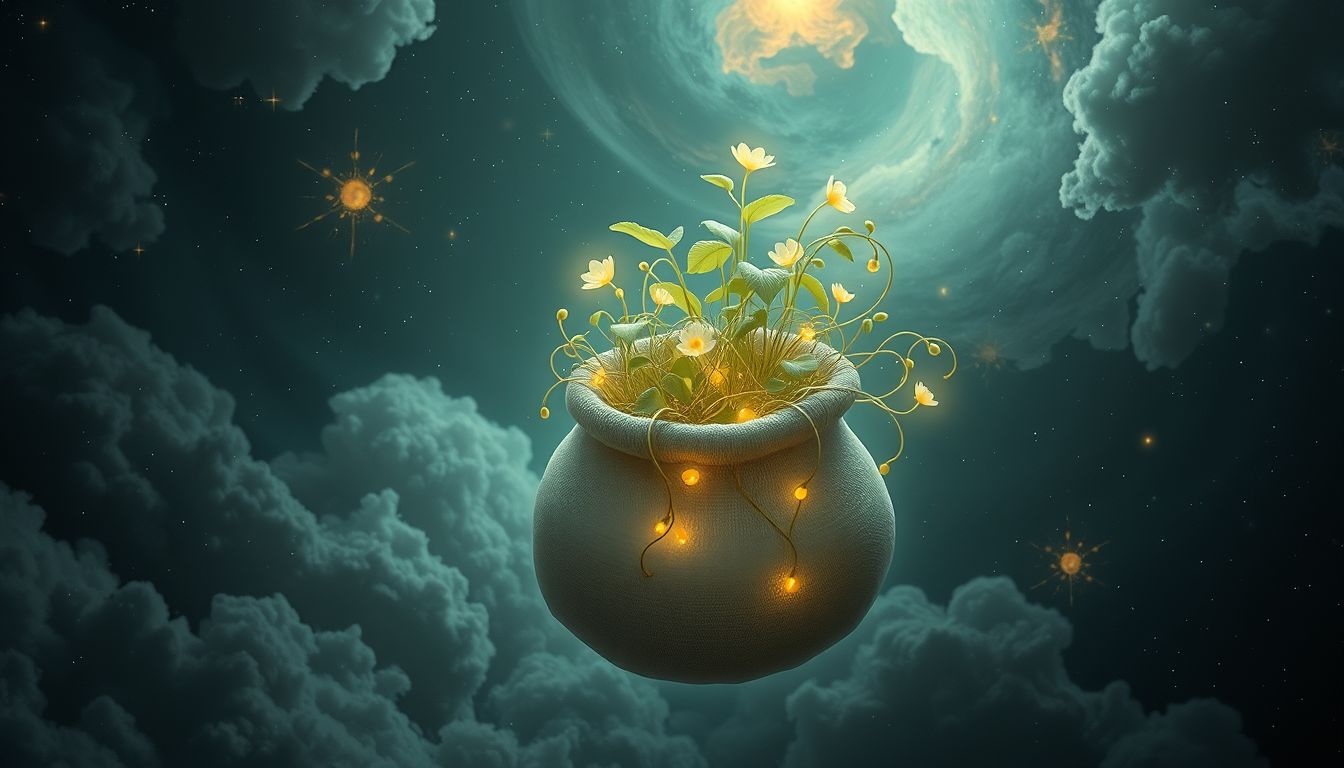 Ein Sack voller Pflanzen symbolisiert Wachstum und fruchtbare Chancen im Traum.