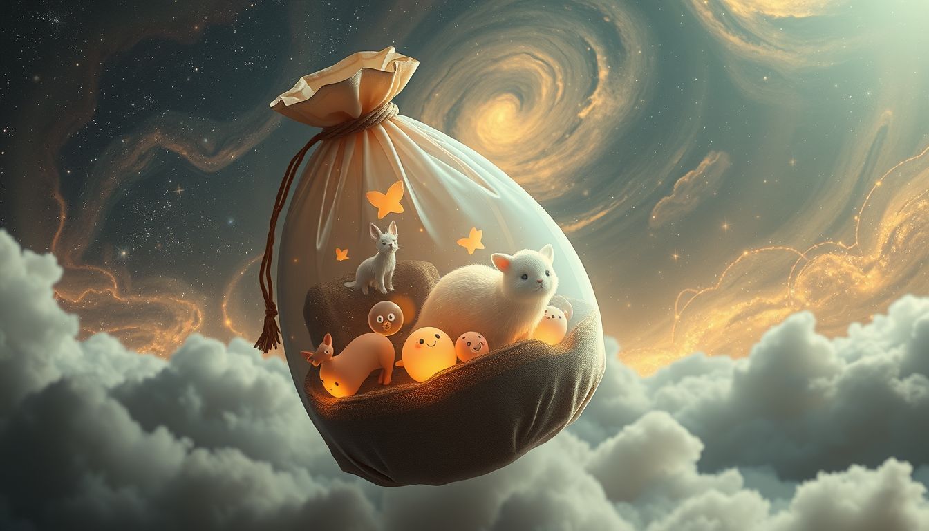 Ein Sack voller Tiere symbolisiert verborgene Emotionen und Instinkte.