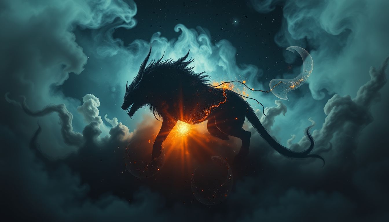 Der Schatten eines Tieres symbolisiert verborgene Instinkte und Urängste.