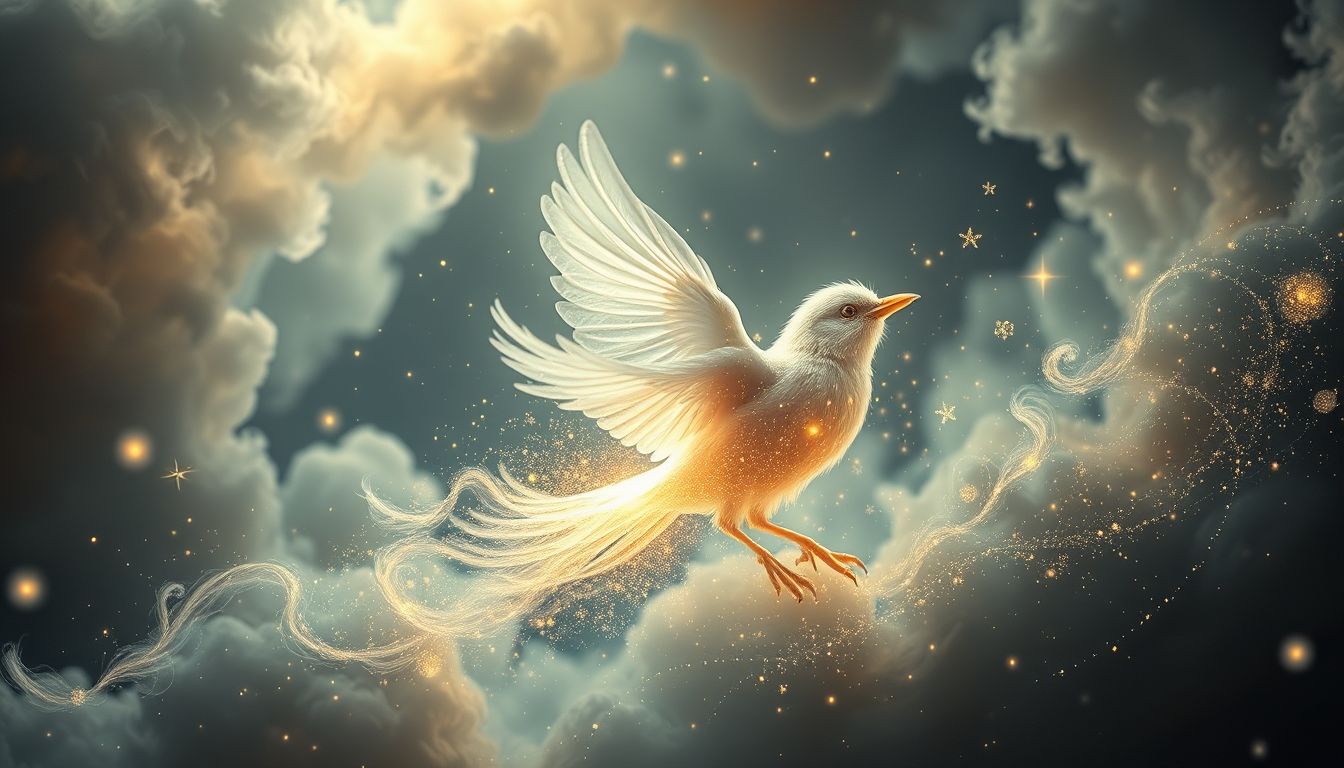 Ein sterbender Vogel symbolisiert das Ende und Neubeginn tiefgreifend.