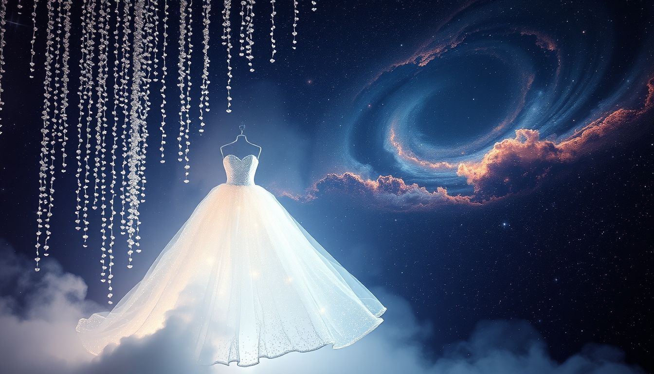 Pailletten auf Ballkleid symbolisieren Glanz und gesellschaftlichen Erfolg.