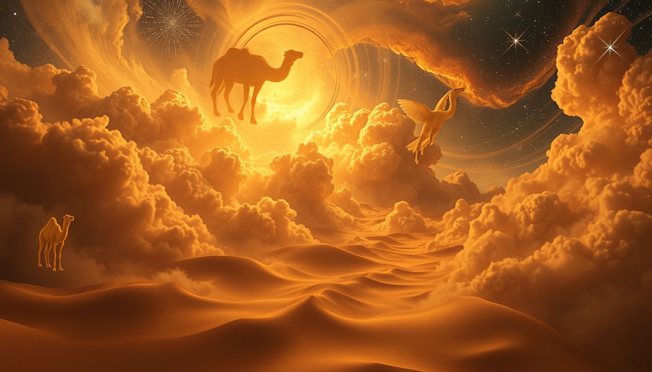 Ein Sandsturm bei Kamelversteigerung symbolisiert unerwartete Lebenshindernisse.