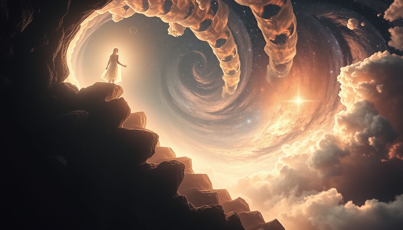 Das Hinaufsteigen eines Minenschachts symbolisiert persönliche Entwicklung und Aufbruch.