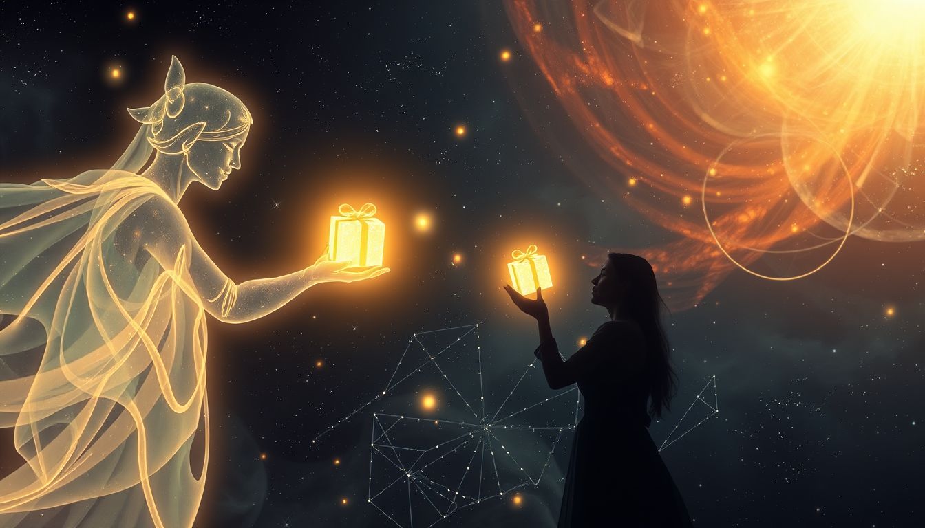 Ein Kunde, der Geschenke bringt, symbolisiert unerwartete Wertschätzung.