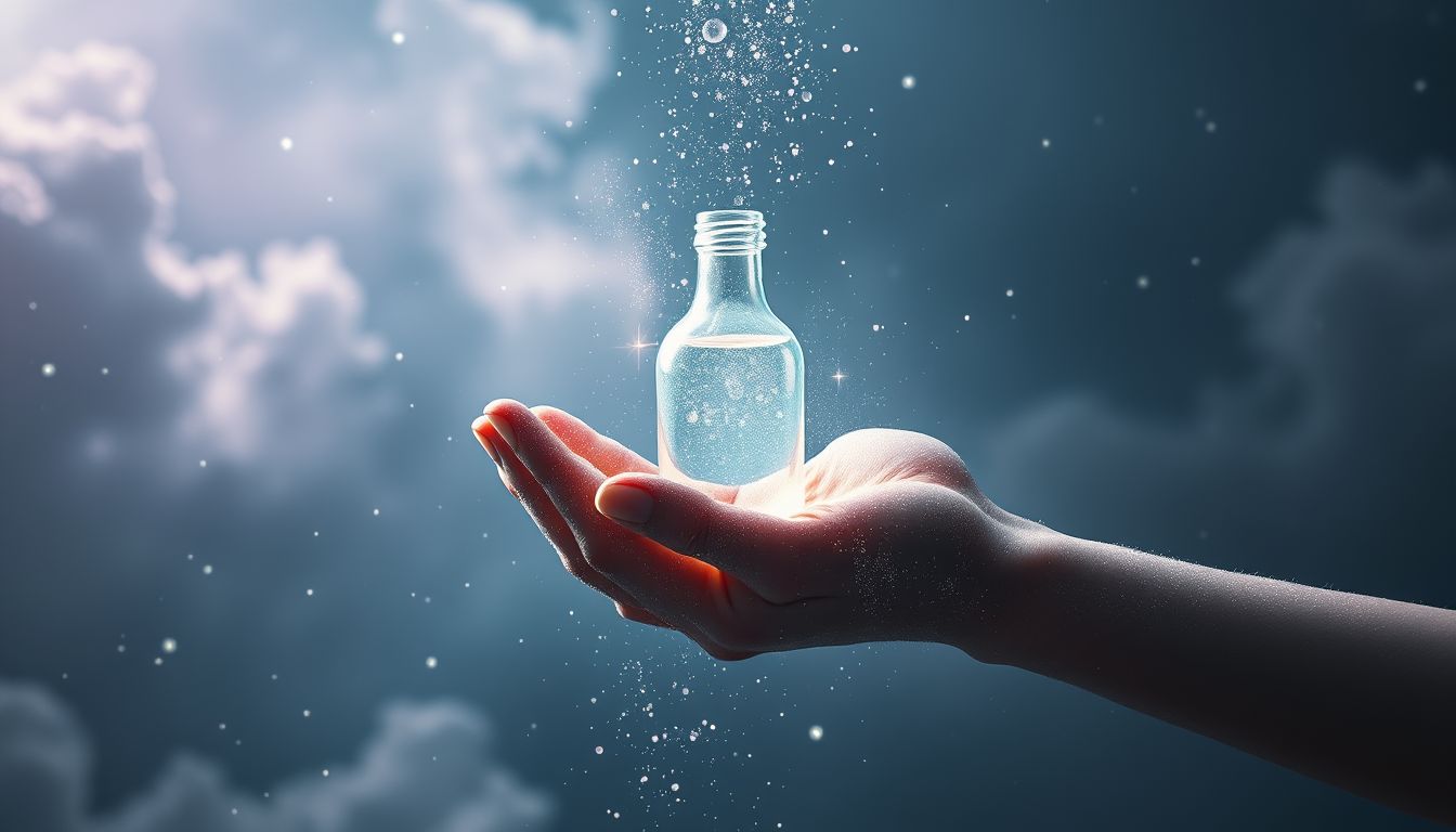 Das Putzen einer Flasche symbolisiert innere Reinigung und Klarheit.