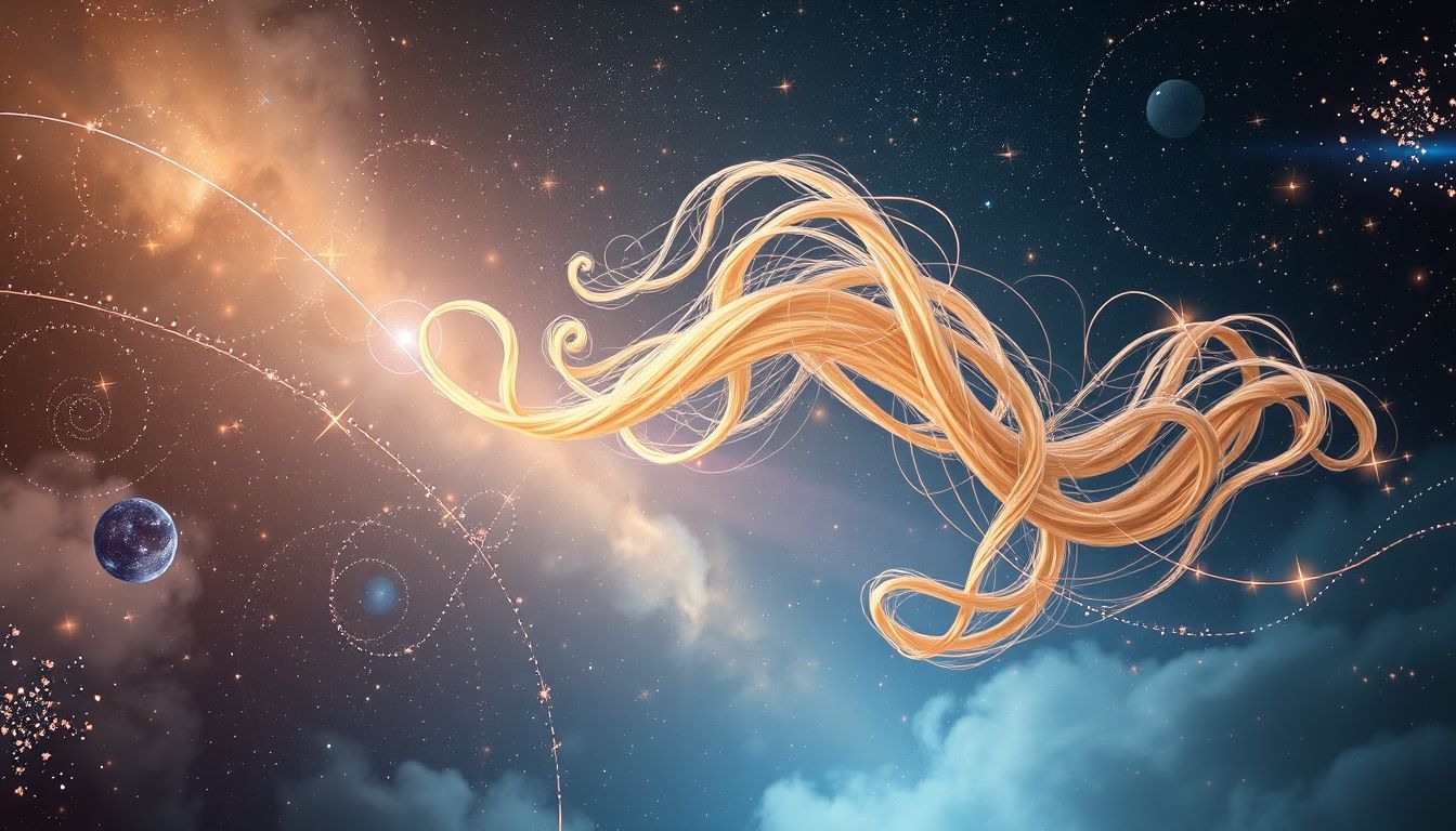 Eine sich verwandelnde Saite symbolisiert innere Verbindung und Veränderung.