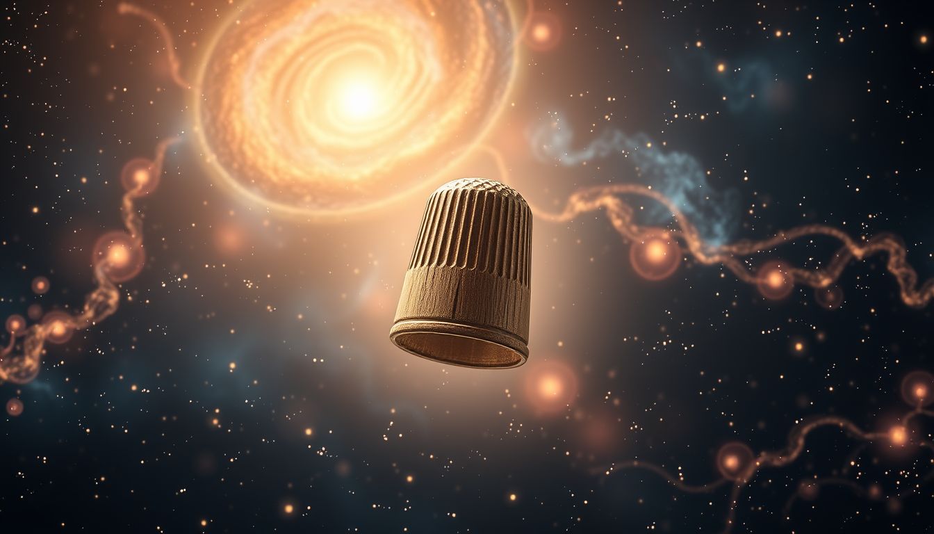 Ein Holzfingerhut symbolisiert Schutz und nachhaltige Kreativität im Traum.