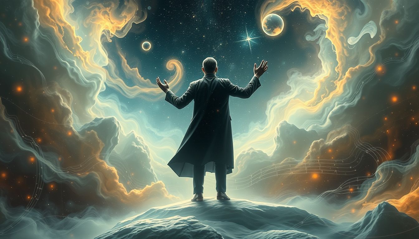 Ein Dirigent in ungewöhnlicher Umgebung symbolisiert kreative Führungskraft.